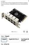 Io Crest Pcie 8-PORT Gigabit Ethernet Network Adapter. Fixed Price $79.99.